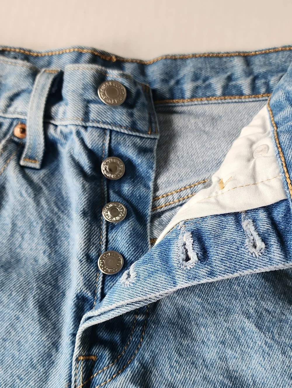 Levi's 501 Premium Distressed Button Fly Denim Shorts, Size 24 - Picture 2 of 10
